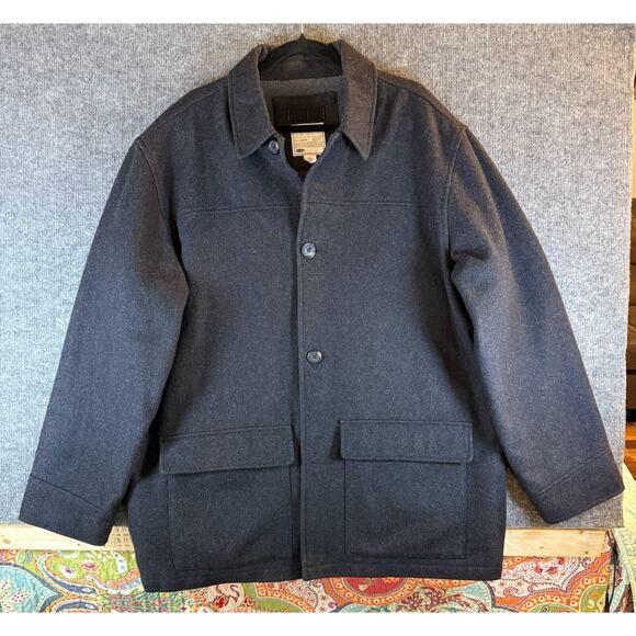 Old Navy 94 Brand Wool Blend #54023 Button-Down Black Car Coat Men's - Picture 1 of 3